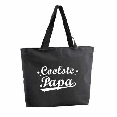 Coolste papa shopper cadeau tas zwart 47 cm