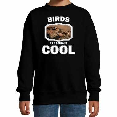 Dieren appelvink vogel sweater zwart kinderen - birds are cool trui jongens en meisjes