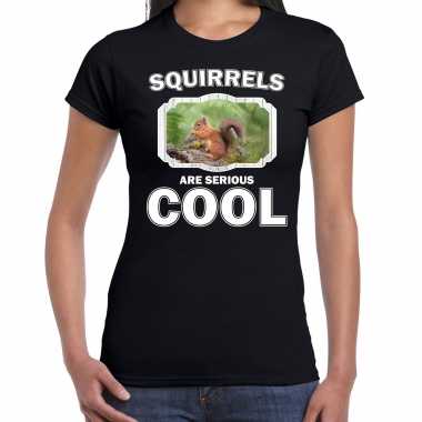 Dieren eekhoorntje t-shirt zwart dames - squirrels are cool shirt