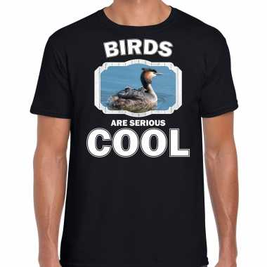 Dieren fuut vogel t-shirt zwart heren - birds are cool shirt