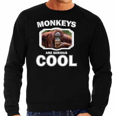 Dieren gekke orangoetan sweater zwart heren - monkeys are cool trui
