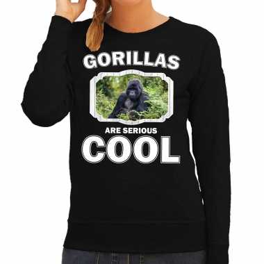 Dieren gorilla sweater zwart dames - gorillas are cool trui