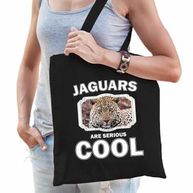 Dieren jaguar tasje zwart volwassenen en kinderen - jaguars are cool cadeau boodschappentasje