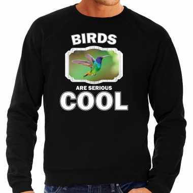 Dieren kolibrie vogel vliegend sweater zwart heren - birds are cool trui