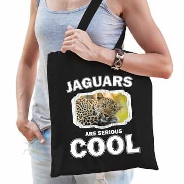 Dieren luipaard tasje zwart volwassenen en kinderen - jaguars are cool cadeau boodschappentasje