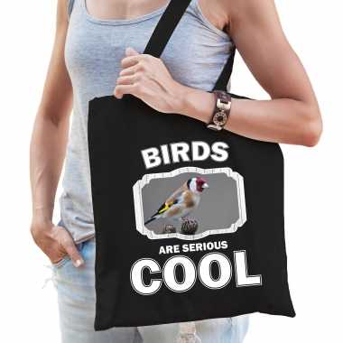 Dieren putter vogel tasje zwart volwassenen en kinderen - birds are cool cadeau boodschappentasje