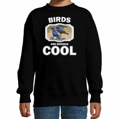 Dieren raaf sweater zwart kinderen - birds are cool trui jongens en meisjes