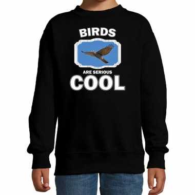 Dieren vliegende havik roofvogel sweater zwart kinderen - birds are cool trui jongens en meisjes