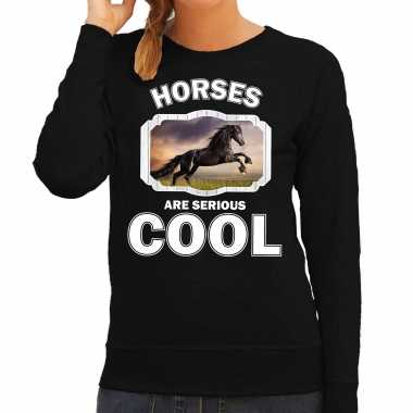 Dieren zwart paard sweater zwart dames - horses are cool trui