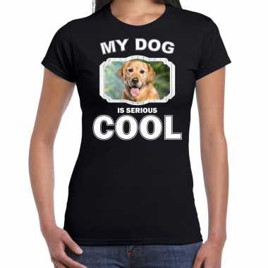Golden retrievers honden t-shirt my dog is serious cool zwart voor dames