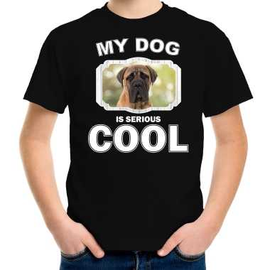 Mastiff honden t-shirt my dog is serious cool zwart voor kinderen
