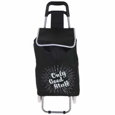 Zwarte boodschappen trolley only cool stuff 95 cm