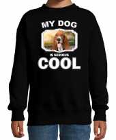 Basset honden trui sweater my dog is serious cool zwart voor kinderen