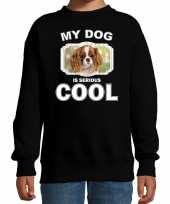 Charles spaniel honden trui sweater my dog is serious cool zwart voor kinderen