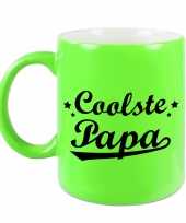 Coolste papa mok beker neon groen voor vaderdag verjaardag 330 ml
