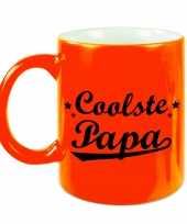 Coolste papa mok beker neon oranje voor vaderdag verjaardag 330 ml