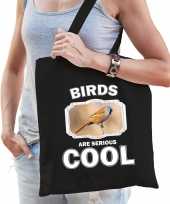 Dieren baardmannetje vogel tasje zwart volwassenen en kinderen birds are cool cadeau boodschappent