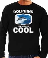 Dieren dolfijn groep sweater zwart heren dolphins are cool trui