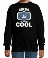Dieren grote zilverreiger sweater zwart kinderen birds are cool trui jongens en meisjes