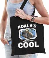 Dieren koala beer tasje zwart volwassenen en kinderen koalas are cool cadeau boodschappentasje