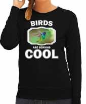Dieren kolibrie vogel vliegend sweater zwart dames birds are cool trui