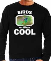 Dieren kolibrie vogel vliegend sweater zwart heren birds are cool trui
