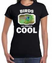 Dieren kolibrie vogel vliegend t shirt zwart dames birds are cool shirt
