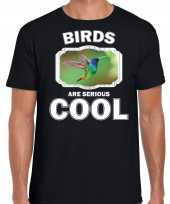 Dieren kolibrie vogel vliegend t shirt zwart heren birds are cool shirt