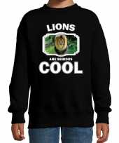 Dieren leeuw sweater zwart kinderen lions are cool trui jongens en meisjes