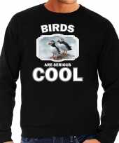 Dieren papegaaiduiker vogel sweater zwart heren birds are cool trui