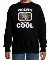 Dieren wolf sweater zwart kinderen wolfs are cool trui jongens en meisjes