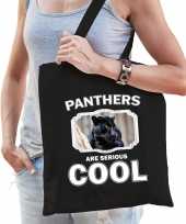 Dieren zwarte panter tasje zwart volwassenen en kinderen panthers are cool cadeau boodschappentasj