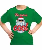 Fout kerst shirt stoere santa this dude is cool groen voor kids
