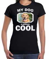 Golden retrievers honden t-shirt my dog is serious cool zwart voor dames