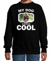 Mopshond honden trui sweater my dog is serious cool zwart voor kinderen