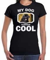 Newfoundlanders honden t-shirt my dog is serious cool zwart voor dames