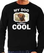Rhodesian ridgeback honden sweater trui my dog is serious cool zwart voor heren